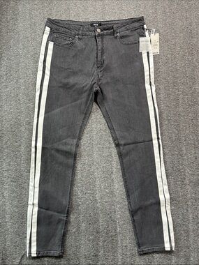 JACKSON Black Skinny Jeans with White Side Stripes Size 36